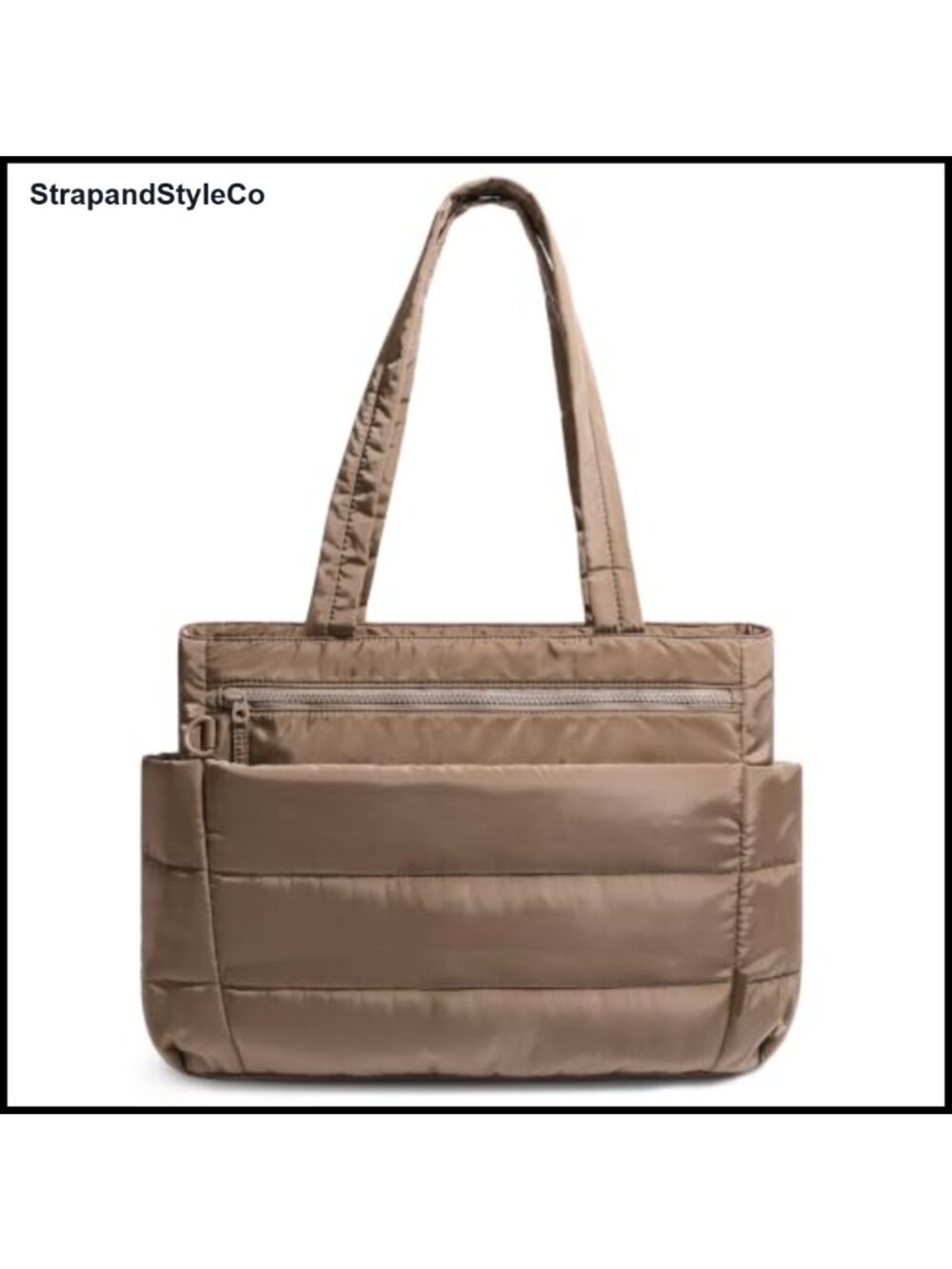 Quilted Nylon Puffer Tote Bag Large Laptop Travel Work Handbag